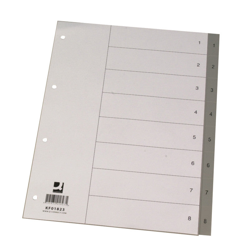 Connect Register – für A4, Kunststoff (PP), 1–8, 8-teilig, grau, 11-fach