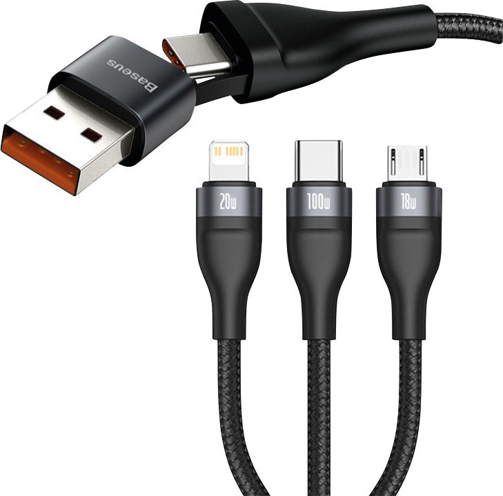 Baseus USB auf USB-C, Lightning, Micro-USB Kabel, 1,2 m, Schwarz