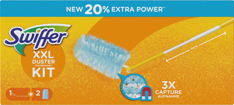 Swiffer Staubmagnet Starterset XXL – Teleskopstab 90 cm, mit 2 Tüchern