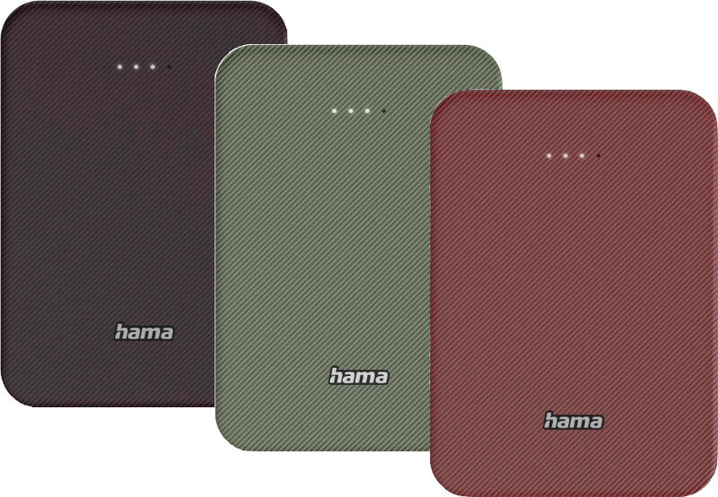 Hama Powerbank 10000 mAh, 1× USB-C, 1× USB-A, Batteriestatus (4 LEDs), für Smartphones, Tablets, Grün