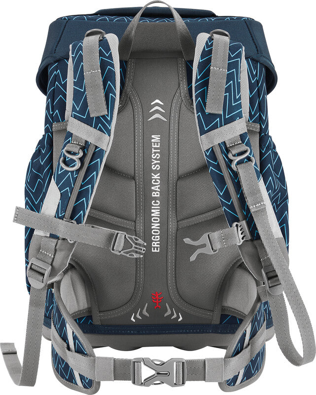 Step by Step Basis Schulrucksack-Set – 4-teilig – Blue Lines – Recycelte Materialien