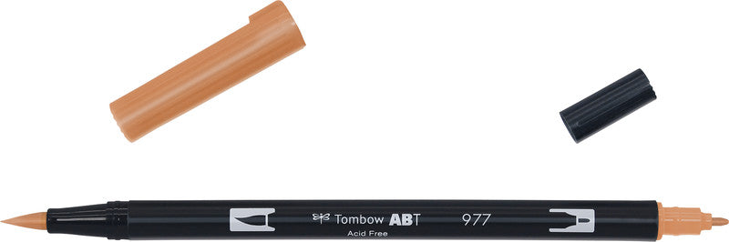 Tombow ABT Dual Brush Pen – Sattelbrown, Kunststoff, wasservermalbar, Pinsel- & Feinspitze (3–10 mm / 0,3 mm)