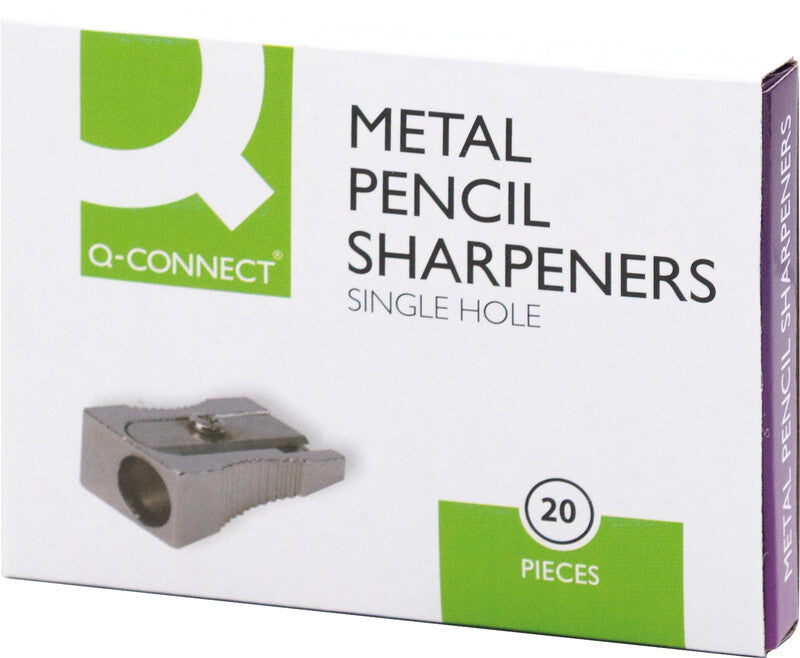 Q-CONNECT Spitzer – manuell, 1-Loch, ohne Behälter, für Blei- & Buntstifte Ø 8 mm, Metall, silber