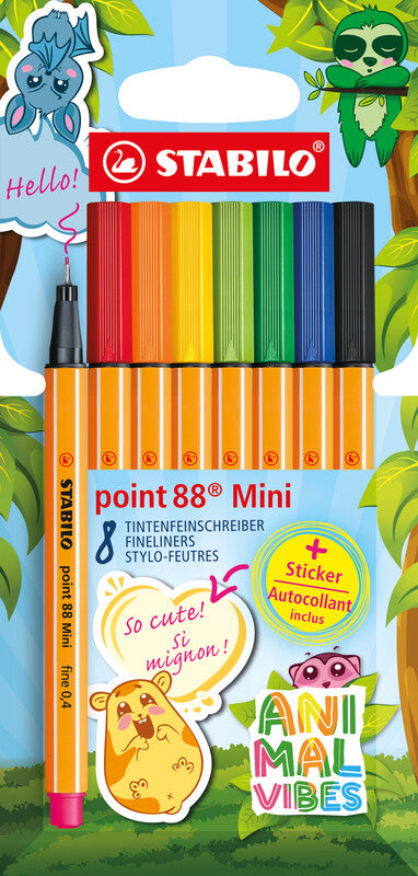 STABILO Fineliner – 8er-Set – 0,4 mm – 8 Farben, sortiert