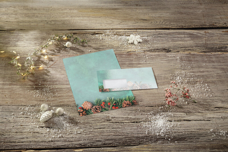 Sigel Motivpapier – A4, 90 g/m², Motiv: Green Christmas – für Inkjet/Laser/Kopierer – FSC – 100 Blatt