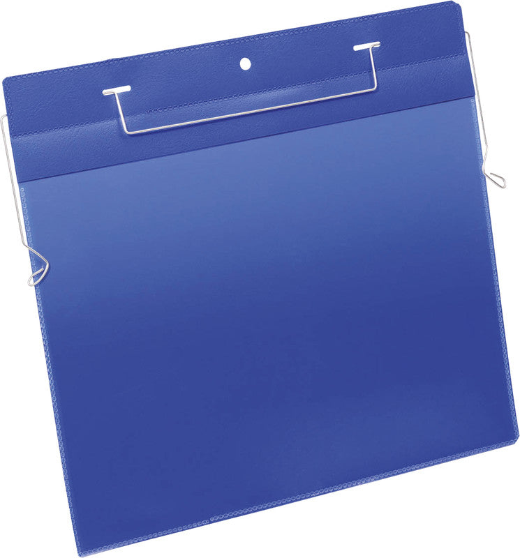 Durable Kennzeichnungstaschen – 210 × 297 mm, blau, wiederablösbar, für A4 quer, 50er-Pack