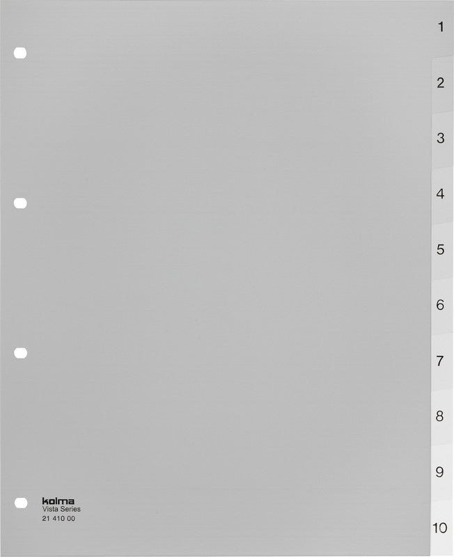 Kolma Vista XL Register – Vollformat, 10-teilig, PP, transparent, vorgedruckt, 4-fach, für A4 überbreit