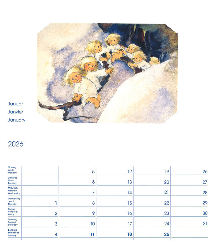 Cosa Postkartenkalender Mili Weber 2026 – 23 × 27 cm – d/f/gb – mit 12 Postkarten, mit Aufhänger