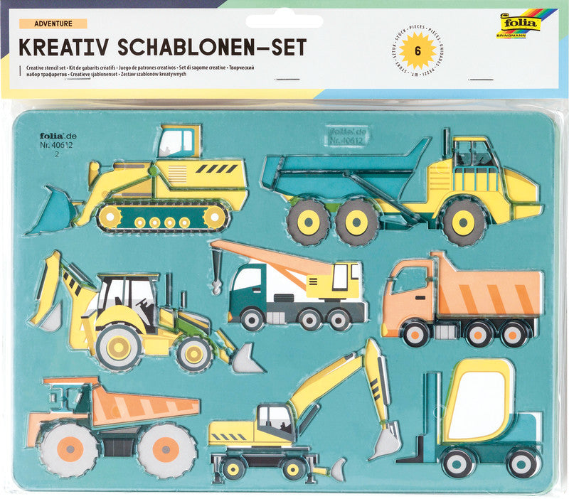 Folia Schablonen-Set – Adventure, Kunststoff, Blau, Set, 6-teilig, zum Basteln