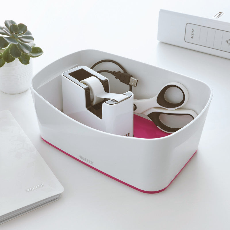 Leitz Aufbewahrungsschale MyBox – ABS-Kunststoff, weiss/pink metallic, 24,6 × 9,8 × 16 cm