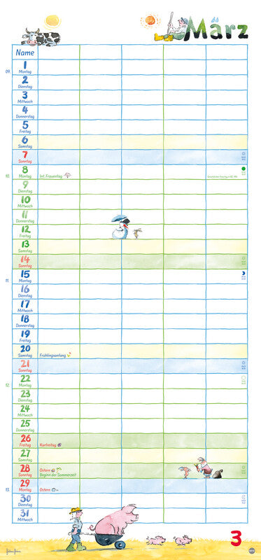 Heye Familienplaner Helme Heine – für Familien – 5 Spalten – Deutsch – 2027 – Spiralbindung – 21 × 45 cm
