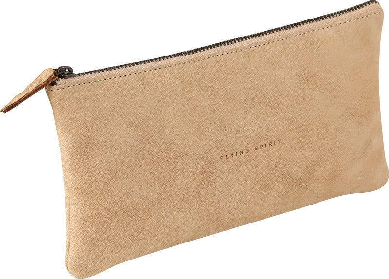 Clairefontaine Flying Spirit Schlamperetui, leer – beige – Leder – 22 × 11 × 12,5 cm