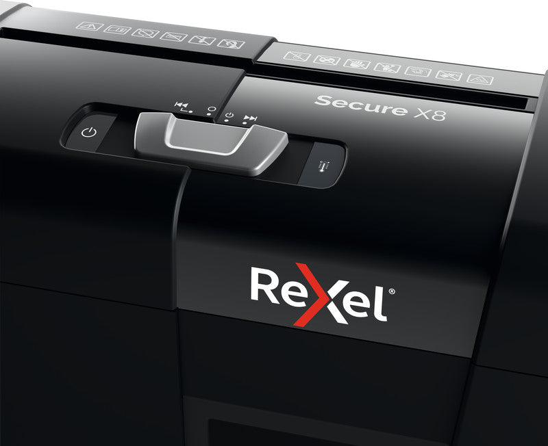 Rexel Secure X8 – Aktenvernichter, DIN P-4, Partikelschnitt 4 × 40 mm, 8 Blatt, 10 l, A4