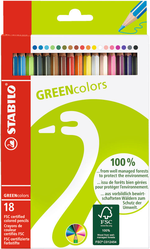 STABILO Buntstifte GREENcolors – 18 Farben, Ø 3 mm, FSC