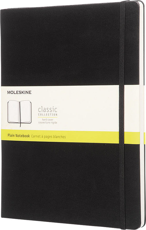 Moleskine Notizbuch, 190 × 250 mm, blanko, Leimbindung, Hardcover, 192 Seiten, 70 g/m² – schwarz