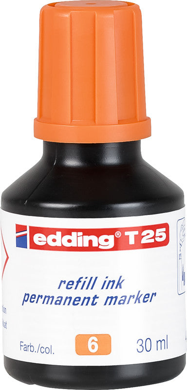 Edding Nachfülltinte für Edding Permanent Marker – orange, wasserfest, lichtbeständig, geruchsarm, 30 ml