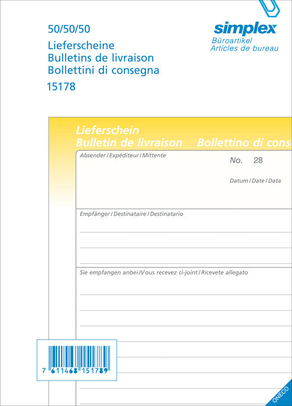 Simplex Formularblock – mehrsprachig, 50 Blätter, A5