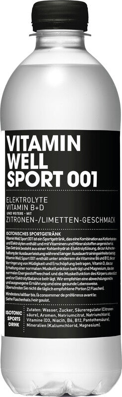 Vitamin Well Vitaminwasser, Sport 001, Zitrone & Limette – 5 dl