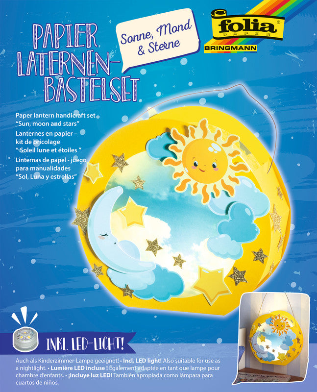 Folia Bastelset Laterne Sonne, Mond & Sterne – 2× CR2032