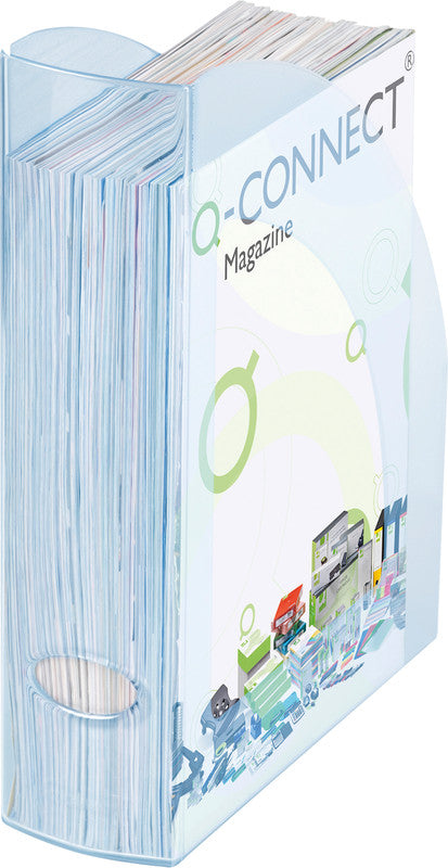 Q-Connect C4 Stehsammler – mit Griffloch, 80 mm, Hellblau, Kunststoff