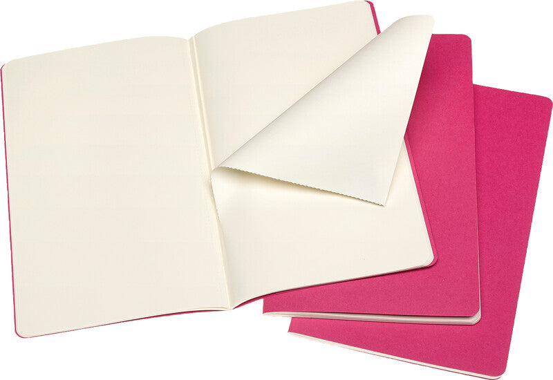 Moleskine Notizheft – 130 × 210 mm – letzte 16 Seiten heraustrennbar, abgerundete Ecken, pink, FSC, 3 Stück