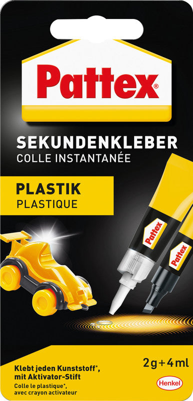 Pattex Sekundenkleber – Tube, Aktivator-Stift, permanent, transparent, schnelltrocknend, 3 g