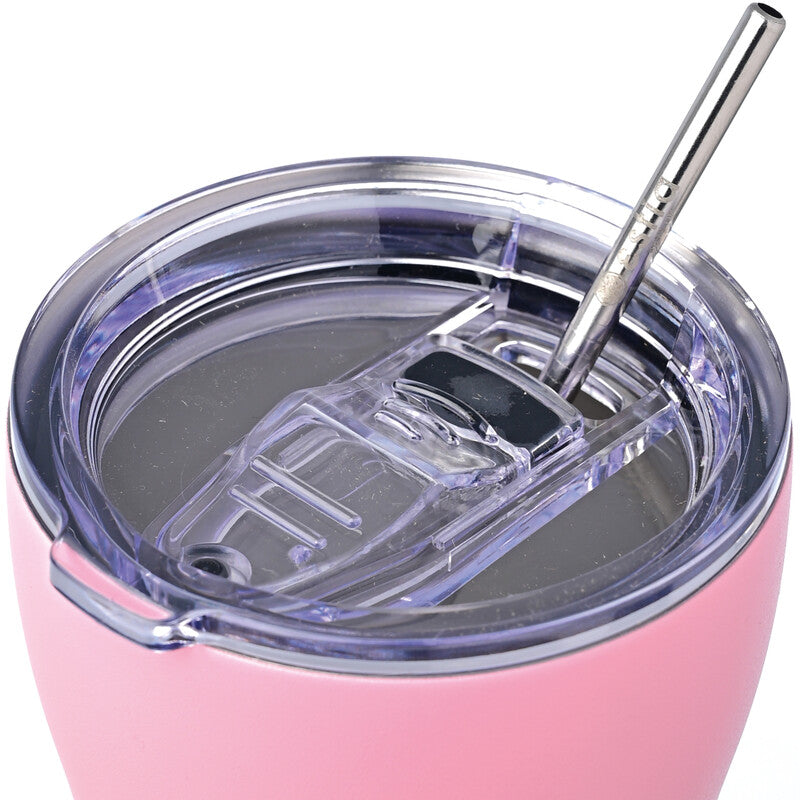 Estia Thermobecher 350 ml – Doppelwandig 6 h heiss / 12 h kalt, Edelstahl, Druckknopfdeckel, Blossom Rose