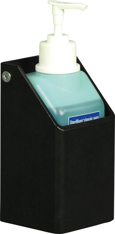 Q-connect Desinfektionsmittelspender, Stahl, Schwarz, B 80 × H 155 × T 80 mm