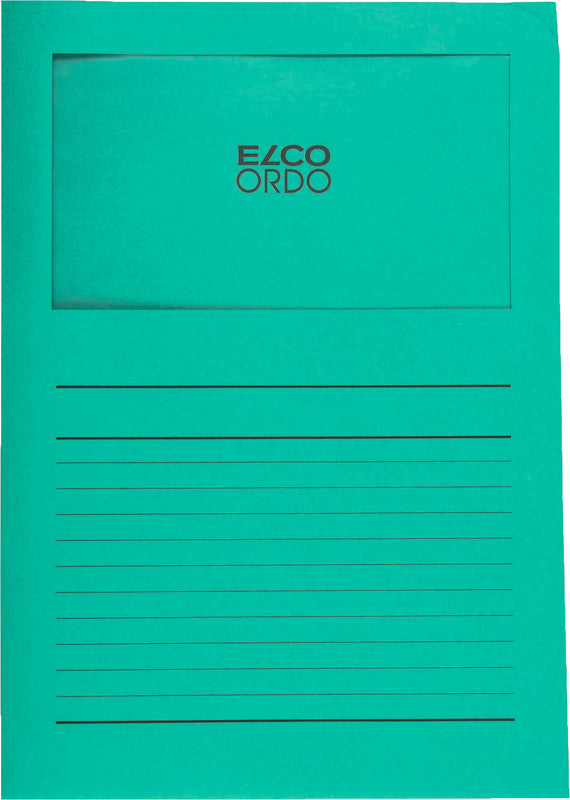 Elco Sichthüllen A4, smaragdgrün, Papier, Sichtfenster, 100er-Pack