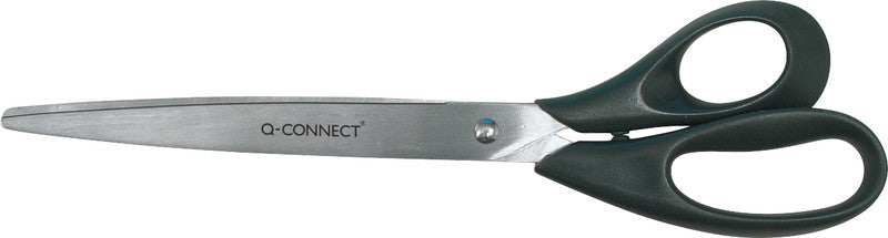 Q-CONNECT Universalschere – Edelstahl, für Rechts- und Linkshänder, abgerundet, Kunststoffgriffe, schwarz