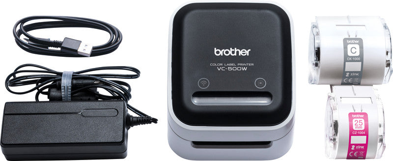 Brother VC-500W – Farbetikettendrucker, ZINK, bis 50 mm, 313 dpi, USB, WLAN, Spiegeldruck