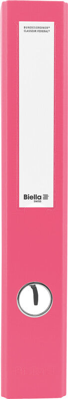 Biella Ordner – A4 hoch – 2-Ring Hebelmechanik, Rücken 40 mm – rosa, mit Griffloch, mit Raumsparösen, FSC