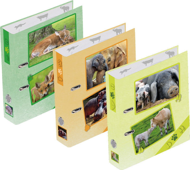 Pagna Ordner Tierspuren – A4 Hochformat – 2-Ring Hebelmechanik, Ø 60 mm, Rücken 75 mm – Mehrfarbig, mit Griffloch