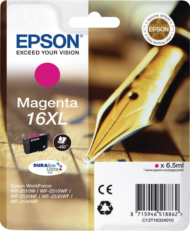 Epson Tintenpatrone 16XL, Magenta, 6,5 ml – für Inkjetdrucker, Multifunktionsgeräte