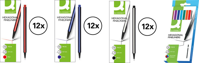 Q-connect Fineliner – 12er-Set – 0,4 mm – rot