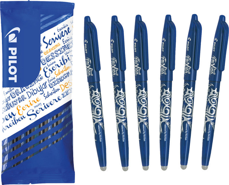 Pilot FriXion Ball – radierbarer Tintenroller-Set, mit Kappe, 0,7 mm, blau, 6er Pack