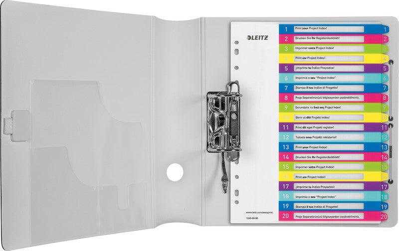 Leitz Register A4 – nummeriert 1–20, 20 Taben, PP mehrfarbig, 11-fach, druckbar