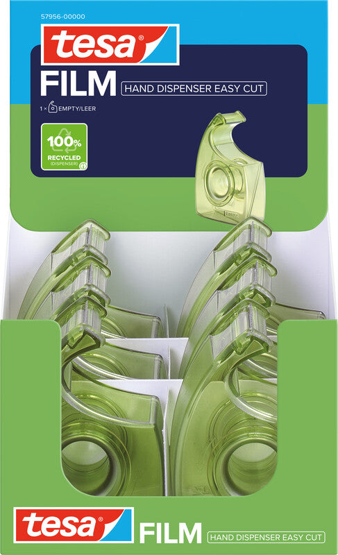 tesa Handabroller Easy Cut ecoLogo – für Rollenbreite bis 19 mm, für Bandlänge bis 33 m, Metallmesser