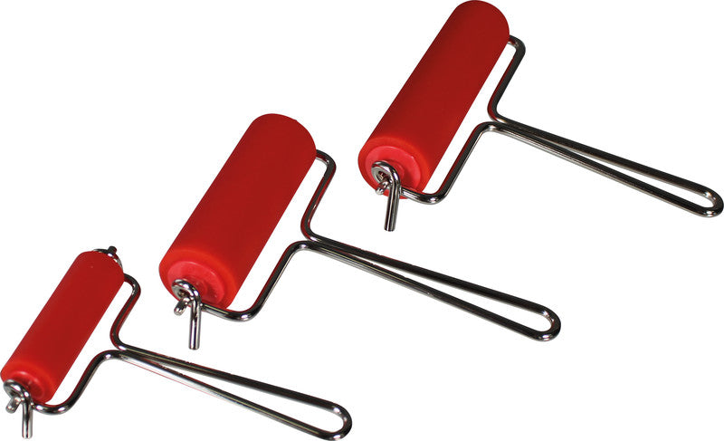 Abig Linolwalze 90 mm × Ø 30 mm, Kunststoff/Stahl, Rot – für Linolschnitt
