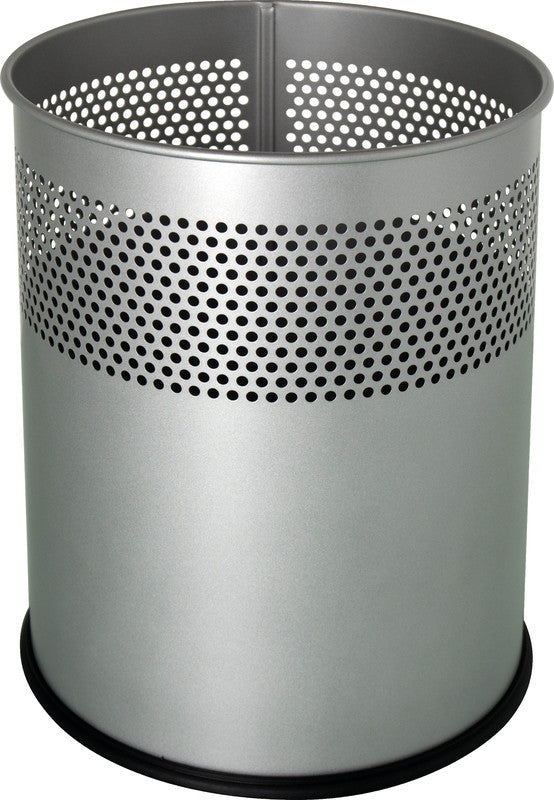Helit Papierkorb – 15 l – Stahl, Silber – Ø 255 × H 321 mm