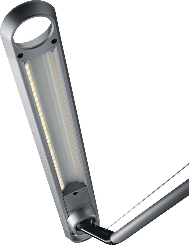 Hansa Tischleuchte LED – Qi & USB, dimmbar – 2’900–6’000 K – 780 lm 12 W – silber