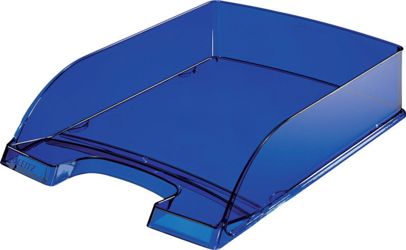 Leitz Briefkorb – mit Griffausschnitt, mit Beschriftungsfeld, glänzend, blau, B 255 × H 70 × T 357 mm