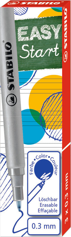STABILO Tintenrollerpatronen EASYoriginal Start – Blau, 0,3 mm, geruchsarm, 3 Stk.