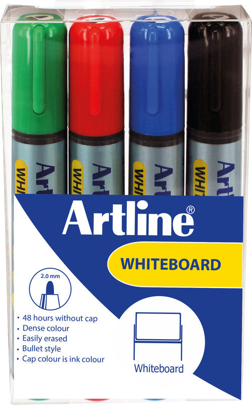 Artline Whiteboard-Marker 517 – Rundspitze 2 mm – sortiert – 4er-Set – trocken abwischbar