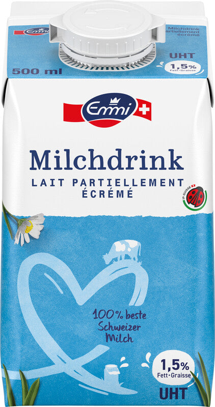 EMMI Milchdrink UHT – 1,5% Fett – IP-Suisse – 0,5 l