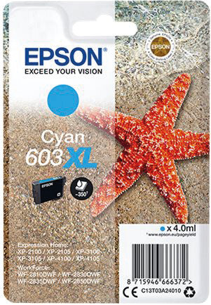 Epson Tintenpatrone C13T03A24010, cyan, 350 Seiten – für Tintenstrahldrucker/Multifunktionsgeräte