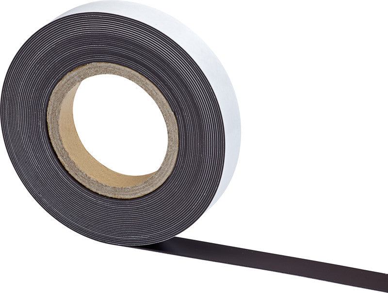 MAUL Magnetband – 25 × 10'000 mm, 1 mm dick, selbstklebend, schwarz/weiss