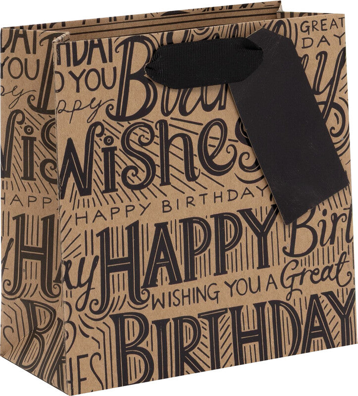 Glick Geschenktasche 'Happy Birthday' – 14 × 6 × 14 cm, Papier, mit Satinband, mehrfarbig, mit Folienprägung