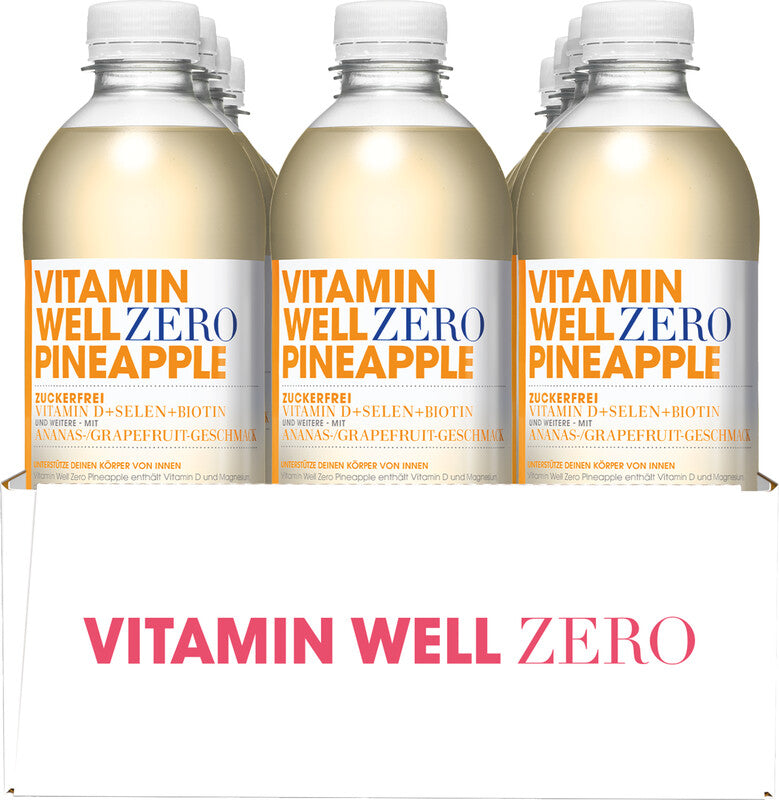 Vitamin Well Vitaminwasser, Zero Pineapple, Ananas & Grapefruit, zuckerfrei – 5 dl