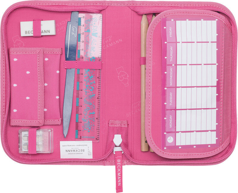 Beckmann Classic 1st Etui mit 2 Klappen, gefüllt – Strawberry – Kunststoff – 20,5 × 13,3 × 3,8 cm